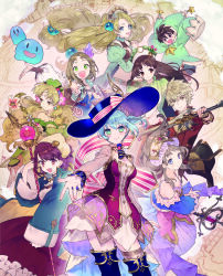  2boys 6+girls :d absurdres aqua_eyes atelier_(series) atelier_ayesha atelier_elie atelier_escha_&amp;_logy atelier_firis atelier_marie atelier_sophie atelier_totori atelier_viorate ayesha_altugle bare_shoulders blonde_hair blue_eyes blue_hair blush breasts brown_eyes brown_hair collage dress firis_mistlud green_eyes hair_ornament hat highres in-franchise_crossover key_visual logix_ficsario lolicon long_hair long_sleeves looking_at_viewer marie_(atelier) multiple_boys multiple_girls nelke_to_densetsu_no_renkinjutsushi_tachi nelke_von_luchetam noco_(adamas) official_art open_mouth outstretched_hand promotional_art puni_(atelier) red_hair second-party_source short_hair side_ponytail skirt smile sophie_neuenmuller staff sword totooria_helmold viorate_platane weapon yellow_eyes yousei_(atelier_elie) 