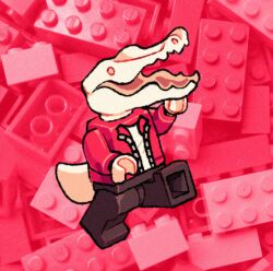  2024 alligator alligatorid anthro black_bottomwear black_clothing black_pants bottomwear clothed clothing crocodilian datbx datbx_(datbx) digital_media_(artwork) jacket lego lego_brick lego_minifigure open_mouth orange_eyes pants red_clothing red_jacket red_topwear reptile scalie solo tail topwear walking white_body white_clothing white_nose white_tail white_topwear 