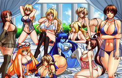  asmodeus ass bed blazblue blonde_hair blue_skin breasts brown_hair butt_crack crossover dead_or_alive fatal_fury harem jadenkaiba kasumi_(doa) large_breasts minna-dietlinde_wilcke multiple_girls noel_vermillion pixiv_manga_sample pokemon princess_lover queen&#039;s_blade sekirei shinrabanshou shiranui_mai shirona_(pokemon) sigui_(queen&#039;s_blade) silvia_van_hossen strike_witches touhou tsukiumi yakumo_yukari 