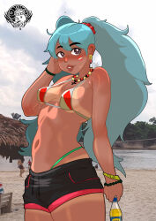  1girls 2d alternate_version_available asian_latina bikini inca_kola peruvian_female peruvian_flag_bikini peruvian_miku sfw sfw_version uncensored_version_available vocaloid 