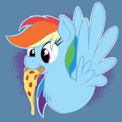  1:1 bodily_fluids eels_(artist) equid equine female food friendship_is_magic hair hasbro horse mammal multicolored_hair my_little_pony mythological_creature mythological_equine mythology pegasus pink_eyes pizza pony rainbow_dash_(mlp) rainbow_hair saliva solo wings 