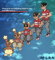  animorphs brown_body brown_fur buneary clothed clothing crossover discarded_clothing dissolving_clothing ear_growth english_text eyewear feral flrnfluff fur fur_growth generation_4_pokemon glasses growth hi_res human lagomorph leporid male mammal markings mole_(marking) morphing naturally_censored nintendo nude pokemon pokemon_(species) rabbit rabbit_ears shrinking signature size_transformation smile solo tan_body tan_fur text transformation 