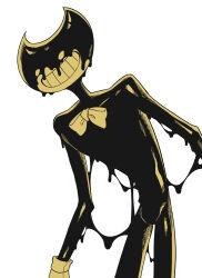  absurd_res bendy_and_the_ink_machine bendy_the_dancing_demon clothing demon demon_humanoid enaic31 gloves goo_creature goo_humanoid handwear hi_res humanoid ink ink_bendy male simple_background smile solo white_background 