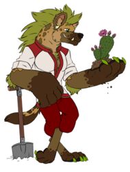  absurd_res cactus gnoll hi_res hyena male mammal min_(artist) pathfinder plant shovel solo tools 