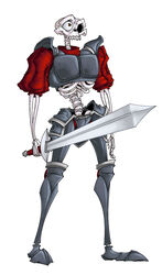  2010 animated_skeleton anterior_nasal_aperture armor bone hi_res holding_melee_weapon holding_object holding_sword holding_weapon humanoid male medievil_(game) melee_weapon not_furry simple_background sir_daniel_fortesque skeleton solo sword undead weapon white_background wildragon 