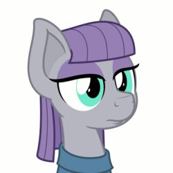  1:1 2017 animated earth_pony equid equine female feral friendship_is_magic green_eyes hair hasbro horse mammal maud_pie_(mlp) my_little_pony pony portrait purple_hair reaction_image short_playtime simple_background solo white_background zutheskunk 