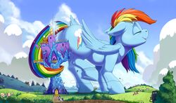  2020 absurd_res alicorn ass big_macintosh_(mlp) building castle closed_eyes cloud cutie_mark cutie_mark_crusaders_(mlp) day derpy_hooves destruction detailed_background doctor_whooves_(mlp) earth_pony equid equine feathered_wings feathers female female_focus feral friendship_is_magic grass group hasbro hi_res horn horse house landscape_dwarfing macro male mammal mountain my_little_pony mythological_creature mythological_equine mythology pegasus plant pony rainbow_dash_(mlp) scenery solo_focus spike_(mlp) spitfire_(mlp) sugar_belle_(mlp) tree tsitra360 twilight_sparkle_(mlp) wings wonderbolts_(mlp) 