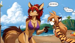  2022 7:4 adobe_photoshop_(artwork) anthro ayn_(fluff-kevlar) back-tie_bikini back-tie_clothing back-tie_swimwear beach big_breasts bikini bikini_bottom bikini_top black-backed_jackal breach breast_awe breast_envy breast_size_difference breasts brown_body brown_fur brown_hair bulging_eyes canid canine canis cleavage clothed clothing cloud colored conditional_dnp countershading detailed_background dialogue digital_media_(artwork) duo ear_piercing ear_ring english_text felid female flora_(twokinds) fur gesture hair hand_gesture hi_res jackal jealous keidran larger_female looking_at_breasts looking_back mammal midriff multicolored_body multicolored_fur navel o-ring o-ring_bikini o-ring_bikini_bottom o-ring_bikini_top o-ring_swimwear orange_bikini orange_body orange_clothing orange_fur orange_swimwear outside palm_tree pantherine piercing plant pointing purple_bikini purple_clothing purple_swimwear red_hair ring_piercing roberto_(twokinds) sassy_lost_child_(meme) sea seaside size_difference skimpy smaller_female stare striped_body striped_fur stripes swimwear tail text tiger tiki_torch tom_fischbach tree twokinds water white_body white_fur 