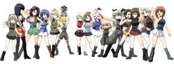  6+girls :d absurdres adapted_costume aiguillette anchovy_(girls_und_panzer) animal ankle_boots anzio_military_uniform aoshidan_school_uniform arm_up armpits arms_behind_head arms_up ass asymmetrical_bangs bc_freedom_military_uniform belt binoculars black_belt black_footwear black_hair black_jacket black_necktie black_ribbon black_shirt black_skirt black_socks blonde_hair blue_eyes blue_footwear blue_hair blue_jacket blue_shirt blue_shorts blue_skirt blue_vest blunt_bangs bonple_military_uniform boots braid breasts brown_eyes brown_footwear brown_hair brown_headwear brown_jacket brown_shirt brown_skirt chi-hatan_military_uniform cleavage clenched_hand clenched_hands closed_mouth combat_boots commentary constricted_pupils cross-laced_footwear crossed_arms darjeeling_(girls_und_panzer) dark-skinned_female dark_skin denim denim_shorts dress_shirt drill_hair eclair_(girls_und_panzer) el_(girls_und_panzer) emblem epaulettes fighting_stance flexing folding_fan frilled_skirt frills from_behind frown full_body girls_und_panzer girls_und_panzer_gekijouban girls_und_panzer_ribbon_no_musha green_eyes green_hair green_jumpsuit green_legwear green_shirt green_shorts green_skirt gregor_military_uniform grey_jacket grey_legwear grey_pants grin hair_bun hair_intakes hair_over_shoulder hair_ribbon half-closed_eyes hand_fan hand_in_own_hair hand_on_own_head hand_on_own_hip hand_on_own_neck hands_in_pockets head_tilt high_collar high_heel_boots high_heels highres holding holding_animal holding_binoculars holding_fan holding_riding_crop insignia jacket jajka_(girls_und_panzer) jumpsuit kafka_(girls_und_panzer) kamishima_kanon katyusha_(girls_und_panzer) kay_(girls_und_panzer) keizoku_military_uniform knee_boots koala koala_forest_military_uniform kuromorimine_military_uniform lace-up_boots large_breasts leg_up light_brown_hair long_hair looking_at_viewer looking_to_the_side maginot_military_uniform makeup marie_(girls_und_panzer) mascara micro_shorts microskirt midriff mika_(girls_und_panzer) military military_uniform miniskirt motion_blur multiple_girls navel necktie nishi_kinuyo nishizumi_maho nishizumi_miho no_headwear oerba_yun_fang one_side_up ooarai_military_uniform open_mouth orange_pants pants pants_under_skirt parted_lips pleated_skirt ponytail pose pravda_military_uniform raglan_sleeves red_eyes red_jacket red_necktie red_ribbon red_shirt red_skirt ribbon riding_crop sam_browne_belt saunders_military_uniform school_uniform selection_university_military_uniform shimada_arisu shirt short_hair short_jumpsuit shorts simple_background single_braid single_hair_bun skin_fang skindentation skirt sleeveless sleeveless_jacket sleeveless_shirt slouch_hat smile smirk socks spade_(shape) st._gloriana&#039;s_military_uniform standing standing_on_one_leg straight_hair suspenders sweatdrop thigh_boots thighhighs track_jacket twin_braids twin_drills twintails uniform v-shaped_eyebrows vest walking wallaby_(girls_und_panzer) white_background white_legwear white_shirt white_skirt wing_collar yellow_skirt zipper 