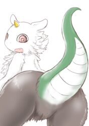  anoko avian chiikawa chimera female feral hi_res horn mammal reptile scalie seirei solo spiral_eyes tail wide_hips 