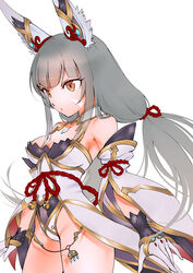  absurdres animal_ears breasts cat_ears chest_jewel cleavage detached_sleeves facial_mark female grey_hair highleg highleg_leotard highres leotard long_hair low_twintails nia_(blade)_(xenoblade) nia_(xenoblade) small_breasts solo thighhighs twintails ug333333 very_long_hair xenoblade_chronicles_(series) xenoblade_chronicles_2 yellow_eyes 