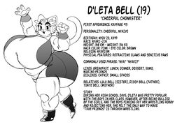  anthro bbw cat_humanoid catgirl character_sheet chubby cute d&#039;leta_bell feline furry genkai_toppa_wrestling! goudadunn highres huge_ass huge_breasts overweight overweight_female skin_tight tight_clothing 