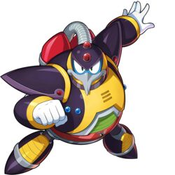  1boy armor beak bird chill_penguin_(mega_man) forehead_jewel full_body green_eyes highres looking_at_viewer male_focus mega_man_(series) mega_man_x1 mega_man_x_(series) mega_man_x_dive mizuno_keisuke official_art penguin pose shoulder_armor solo symbol transparent_background 