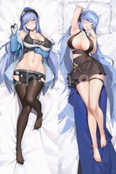  arm_behind_head arm_under_breasts arm_up armpits azur_lane bare_shoulders barefoot bed_sheet black_dress black_gloves black_headband black_pantyhose black_shorts black_tank_top blue_hair blue_jacket blush bracelet breasts cha_hou cleavage clothes_writing clothing_cutout collarbone commentary covered_navel dakimakura_(medium) dress essex_(a_trip_down_route_66)_(azur_lane) essex_(azur_lane) essex_(craft_fairytail)_(azur_lane) evening_gown feet female from_above full_body gem gloves green_gemstone groin hair_between_eyes halter_dress halterneck hand_on_own_face headband highres hip_vent jacket jewelry knee_up large_breasts long_hair long_sleeves looking_at_viewer lying midriff multiple_views navel necklace nose_blush off_shoulder official_alternate_costume on_back open_clothes open_jacket pantyhose parted_lips pillow ponytail revision sample_watermark shadow sheet_grab short_shorts shorts side_cutout sidelocks skindentation sleeveless smile tank_top taut_clothes teeth thigh_strap thighhighs twintails two-tone_gloves two-tone_shirt upper_teeth_only very_long_hair waist_cape watermark white_gloves white_tank_top yellow_eyes 