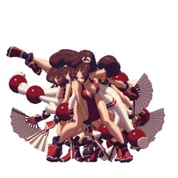  animated animated ass back bare_legs breasts brown_hair cleavage fan high_ponytail japanese_clothes kicking king_of_fighters king_of_fighters_xiii large_breasts long_hair ninja no_bra pelvic_curtain pixel_art ponytail revealing_clothes shiranui_mai sideboob tabi 