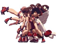  animated animated bare_legs bouncing_breasts breasts brown_hair cleavage fan high_ponytail japanese_clothes kicking king_of_fighters king_of_fighters_xiii large_breasts long_hair ninja no_bra pelvic_curtain pixel_art ponytail revealing_clothes shiranui_mai sideboob tabi 