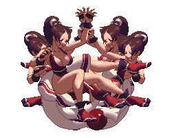  animated animated bare_legs breasts brown_hair cleavage falling high_ponytail japanese_clothes king_of_fighters king_of_fighters_xiii large_breasts long_hair midair ninja no_bra pelvic_curtain pixel_art ponytail revealing_clothes shiranui_mai sideboob tabi 