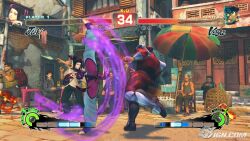  baison capcom juri_han kick kicking m_bison panties purple street_fighter street_fighter_iv super_street_fighter_4 super_street_fighter_iv underwear 