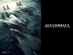  ace_combat ace_combat_5 airplane drop_tank f-14 jet missiles multiple_aircraft official_art plane wardog_squadron 