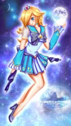  bishoujo_senshi_sailor_moon blush cosplay female hair_over_one_eye mario_(series) moon nintendo princess_rosalina rosalina_(mario) rosetta_(mario) smile solo space super_mario super_mario_bros. super_mario_galaxy 