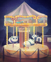  2021 amusement_ride araru bear black_body black_nose carousel chibi feral giant_panda group hi_res kemono mammal night outside white_body 