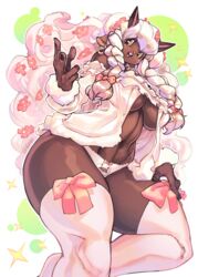  2019 absurd_res anthro big_breasts bovid bow_panties bow_underwear breasts caprine clothed clothing female front-print_panties generation_8_pokemon gofa hi_res horn legwear lingerie mammal nintendo open_mouth panties pink_bow pokemon pokemon_(species) pokemon_panties pokemorph print_clothing print_panties print_underwear smile solo thick_thighs thigh_highs under_boob underwear white_clothing white_legwear white_lingerie white_panties white_thigh_highs white_underwear wide_hips wooloo 