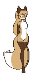  1:2 animated anthro averi_(fiddleafox) brown_body brown_fur canid canine digital_media_(artwork) dipstick_tail female female_anthro fox fur gloves_(marking) green_eyes hair leg_markings low_res mammal markings pixel_(artwork) pixel_animation short_playtime socks_(marking) solo standing tail tail_markings unknown_artist white_body white_fur 