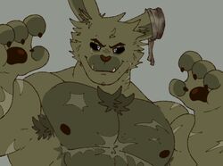  animatronic anthro cropped digital_media_(artwork) drizzart five_nights_at_freddy&#039;s five_nights_at_freddy&#039;s_3 fur hair humanoid hybrid lagomorph leporid machine male mammal nipples rabbit robot scottgames simple_background solo springtrap_(fnaf) teeth 