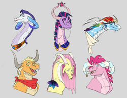  absurd_res applejack_(mlp) arthropod butterfly curved_horn doodlemark dragon dragonified eyewear fluttershy_(mlp) friendship_is_magic glasses goggles hasbro hi_res horn horn_jewelry insects jewelry kerchief lepidopteran my_little_pony mythological_creature mythological_scalie mythology neckerchief necklace pinkie_pie_(mlp) rainbow_dash_(mlp) rarity_(mlp) scalie twilight_sparkle_(mlp) 