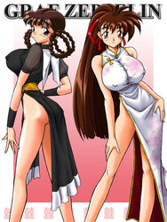  bb bow breasts brown_eyes busty china_dress chinadress chinese_clothes dress graf_zeppelin huge_breasts long_hair ponytail red_eyes ta152_(graf_zeppelin) takeuchi_yuka variable_geo watanuki_yukimo yumiko_watanuki 