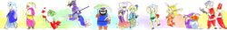  animal_ears anna_(ff4) armor beard black_hair blonde_hair blue_hair braid bunny_ears cain_highwind cecil_harvey christmas cid_pollendina crossed_arms edward_geraldine everyone facial_hair final_fantasy final_fantasy_iv fish flower fusuya gilbart_chris_von_muir gloves goggles golbeza green_hair grey_hair grin hair_ornament halloween hat highres holiday jack-o&#039;-lantern jack-o-lantern japanese_armor japanese_clothes kimono leaf long_hair long_image masu new_year open_mouth palom photo_(object) picture polearm ponytail porom pumpkin reindeer_horns riding robe rosa_farrell rydia samurai_armor santa_costume scarf short_hair silver_hair smile spear staff tella weapon wide_image witch_hat yang_fang_leiden 