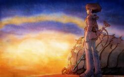  ghibli kaze_no_tani_no_nausicaa nausicaa ohmu sunset 