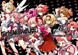  6+girls bishoujo_senshi_sailor_moon bishoujo_senshi_sailor_moon_stars blue_sailor_collar boots bow brooch cardcaptor_sakura chibi_chibi chibi_usa choker commentary cone_hair_bun crescent crescent_facial_mark crossover cure_blossom cutie_honey cutie_honey_(character) dai_mahou_touge eternal_sailor_moon facial_mark group_picture hair_bun hanasaki_tsubomi harukaze_doremi heart heart_brooch heart_choker heart_hair_bun heartcatch_precure! high_ponytail jewelry kaname_madoka kaname_madoka_(magical_girl) kinomoto_sakura kinomoto_sakura_(platinum_star_dress) magical_girl mahou_shoujo_madoka_magica mahou_shoujo_madoka_magica_(anime) multiple_crossover multiple_girls ojamajo_doremi photoshop_(medium) precure red_bow red_choker sailor_chibi_chibi sailor_chibi_moon sailor_collar sailor_moon sailor_senshi_uniform starshadowmagician super_sailor_chibi_moon_(stars) tanaka_punie tsukino_usagi white_footwear 