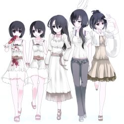  alternate_costume bad_id bad_pixiv_id belt black_hair brown_eyes collar contemporary corndog dress dress_shirt eating fatal_frame fatal_frame_1 fatal_frame_2 fatal_frame_3 fatal_frame_4 grey_eyes haibara_sakuya himuro_kirie jacket ketchup kurosawa_sae kurosawa_yae long_hair multiple_girls pants ponytail shirt short_hair siblings twins umbrella vader_(n.r.t.a.) yukishiro_reika 