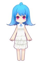  ahoge ano_hi_mita_hana_no_namae_wo_bokutachi_wa_mada_shiranai. barefoot bili_girl_22 bilibili blue_hair chibi cosplay female full_body hair_ornament hao_(patinnko) honma_meiko honma_meiko_(cosplay) lowres red_eyes solo transparent_background 