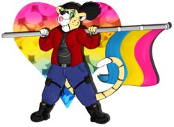  alpha_channel anthro arty_(midnightmeowth) black_hair cheetah clothing felid feline flag flag_(object) fur green_eyes hair heart_symbol hi_res holding_flag holding_object lgbt_pride lgbt_pride_month male mammal midnight_meowth pansexual_pride_colors pride_color_background pride_color_flag pride_colors pride_heart simple_background solo tongue tongue_out yellow_body yellow_fur 