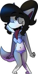  alpha_channel anthro bra canid canine canis chokoron_(artist) chokovit_(artist) closed_eyes clothing female hi_res long_tongue mammal marion_wells navel simple_background solo tongue tongue_out underwear wolf 