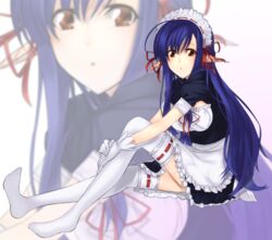  :o bad_id bad_pixiv_id billion_(billion0103) blue_hair blush female gloves long_hair looking_at_viewer navel nerine no_shoes open_mouth pointy_ears red_eyes shuffle! sitting solo thighhighs white_gloves white_thighhighs zoom_layer 