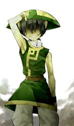  avatar:_the_last_airbender baggy_pants hair_over_eyes hat knknknk nickelodeon pants sleeveless toph_bei_fong 