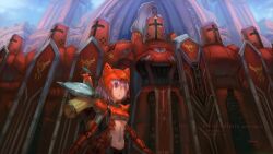  animal_ears animal_helmet armor bad_id bad_pixiv_id breastplate cat_ears cat_tail chestnut_mouth cross faulds female full_armor gauntlets guard helm helmet highres knight midriff navel observerz pauldrons pink_eyes pink_hair pixiv_fantasia pixiv_fantasia_sword_regalia shield short_hair shoulder_armor tail 