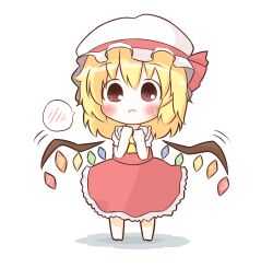  bad_id bad_pixiv_id blonde_hair blush chibi female flandre_scarlet hat red_eyes side_ponytail skirt solo south114 touhou wings 