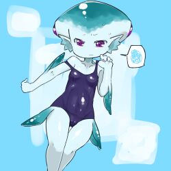  aged_down blue_skin blue_theme colored_skin commentary_request extra_eyes female fish_girl fukurou_(owl222) monster_girl one-piece_swimsuit princess_ruto purple_eyes school_swimsuit solo spoken_squiggle squiggle swimsuit the_legend_of_zelda the_legend_of_zelda:_ocarina_of_time zora 