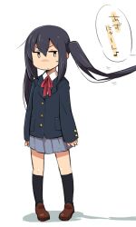  bad_id bad_pixiv_id black_hair black_socks female glaring grabbing_another&#039;s_hair gunjima_souichirou k-on! kneehighs loafers long_hair looking_away nakano_azusa photoshop_(medium) pleated_skirt sakuragaoka_high_school_uniform school_uniform shoes skirt socks solo_focus standing sweatdrop twintails 