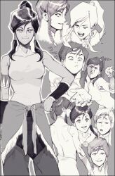  artist_request avatar_legends breasts female korra medium_breasts monochrome photoshop_(medium) ponytail source_request the_legend_of_korra traditional_media 