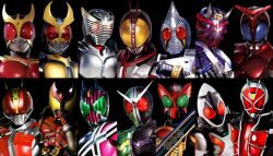  6+boys commentary_request compound_eyes everyone heisei horns kamen_rider kamen_rider_555 kamen_rider_agito kamen_rider_agito_(series) kamen_rider_blade kamen_rider_blade_(series) kamen_rider_dcd kamen_rider_decade kamen_rider_den-o kamen_rider_den-o_(series) kamen_rider_den-o_(sword_form) kamen_rider_double kamen_rider_faiz kamen_rider_fourze kamen_rider_fourze_(series) kamen_rider_hibiki kamen_rider_hibiki_(series) kamen_rider_kabuto kamen_rider_kabuto_(series) kamen_rider_kiva kamen_rider_kiva_(series) kamen_rider_kuuga kamen_rider_kuuga_(series) kamen_rider_ooo kamen_rider_ooo_(series) kamen_rider_ryuki kamen_rider_ryuki_(series) kamen_rider_w kamen_rider_wizard kamen_rider_wizard_(series) kivat-bat_iii male_focus maru_(maru1105) mask multiple_boys sword tatoba_(ooo_combo) weapon 