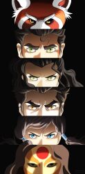  2girls 4boys amon_(legend_of_korra) asami_sato avatar_legends bad_id bad_pixiv_id bolin commentary_request highres korra mako_(avatar) md5_mismatch multiple_boys multiple_girls mygrapefruit pabu_(avatar) parody persona persona_eyes photoshop_(medium) the_legend_of_korra watermark 