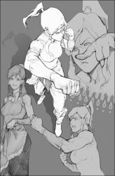  alternate_costume artist_request avatar_legends female foreshortening greyscale korra monochrome muscular perspective photoshop_(medium) source_request the_legend_of_korra traditional_media 