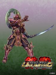  1boy alternate_costume armor breastplate faulds full_armor greaves male_focus official_art pauldrons shoulder_armor solo sword tekken tekken_tag_tournament_2 weapon yamashita_shun&#039;ya yoshimitsu_(namco) 