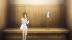  animated animated bird blush bounce bouncing_breasts breasts brown_eyes brown_hair character_request cleavage female kuramoto_ayumi large_breasts owl sauna sitting sket_dance sweet towel tower 