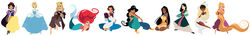  6+girls absurdly_long_hair absurdres aladdin_(disney) animal apron arabian_clothes ariel_(disney) arm_support aurora_(disney) barefoot basket beauty_and_the_beast belle_(disney) bikini bikini_top_only bird bird_on_hand black_cape black_eyes black_footwear black_hair black_hairband blonde_hair blue_dress blue_eyes blue_hairband blue_ribbon book braid breasts brown_eyes brown_hair cape chinese_clothes choker cinderella cinderella_(disney) cocktail_dress collared_dress commentary_request company_connection curly_hair dark-skinned_female dark_skin disney dress earrings elbow_gloves eyelashes fa_mulan_(disney) fighting_stance fingers_together floating_hair full_body gloves green_eyes grey_dress grey_footwear hair_bun hair_ribbon hairband half-closed_eyes hand_on_own_cheek hand_on_own_chest hand_on_own_face hat high_heels highres holding holding_basket holding_book indian_style jasmine_(disney) jewelry juliet_sleeves knee_up legs_apart lineup lips long_dress long_hair long_sleeves looking_at_viewer low_ponytail mermaid monster_girl mulan multi-tied_hair multiple_girls no_nose open_book open_mouth outstretched_arms photoshop_(medium) pocahontas pocahontas_(disney) princess puffy_short_sleeves puffy_sleeves purple_bikini purple_dress rapunzel_(disney) red_hair red_lips red_ribbon ribbon round_teeth shell shell_bikini short_hair short_sleeves simple_background single_hair_bun sitting skirt_hold sleeping_beauty sleeveless sleeveless_dress small_breasts snow_white_(disney) snow_white_and_the_seven_dwarfs sparkle standing straight_hair strapless swimsuit tangled teeth the_little_mermaid the_princess_and_the_frog tiana_(the_princess_and_the_frog) tiara tied_hair tiptoes tube_top u-min upper_teeth_only very_dark_skin very_long_hair very_short_hair waist_apron white_background white_choker white_dress white_footwear white_headwear wide_image yellow_dress yellow_footwear 